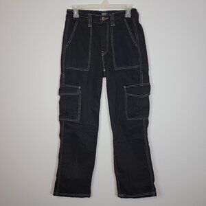 BDG Urban Outfitter Women Cargo Pants Jeans 26 Black Relaxed Skate Elastic Waist